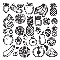 Fruits Icon Outlined with white background