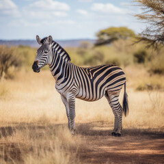 Naklejka premium Schönes Zebra in freier Natur, Generative AI