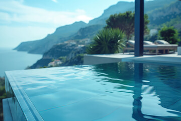 Infinity pool overlooking the mediterranean sea in a luxurious villa