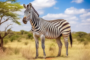 Schönes Zebra in freier Natur, Generative AI