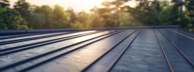 Obraz premium Close up of strong metal roof on modern house