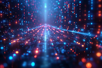 Obraz premium A binary background with dark blue and touches of neon highlights creating a technological and futuristic aesthetic