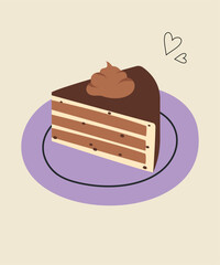 Illustration with Slice of Cake at Chocolate Taste 