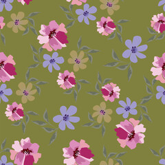 Seamless textured spring summer floral pattern background