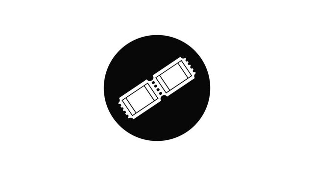Ticket icon black color simple shape circle animation white background
