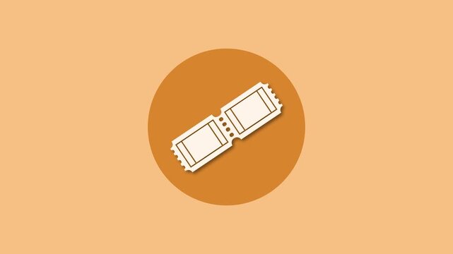 Ticket icon brown color simple shape circle animation