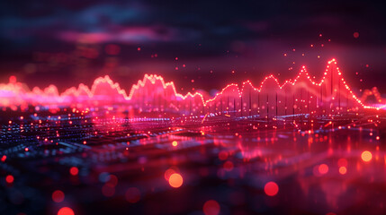 Line chart illustrating changes in stock values over time, with clear time and value axes