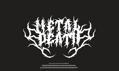 Death Metal, Black Metal, Heavy metal font. typography, scary, horror, vector element. Brutality Alphabet Typeface. Vector Set ABC editable for graphic design resources, stickers, prints, poster etc.