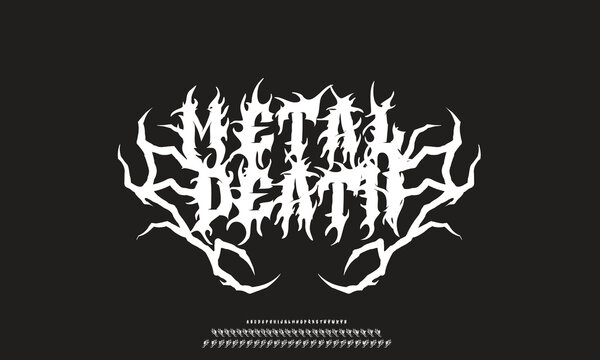 Death Metal, Black Metal, Heavy metal font. typography, scary, horror, vector element. Brutality Alphabet Typeface. Vector Set ABC editable for graphic design resources, stickers, prints, poster etc.