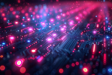 Obraz premium A binary background with dark blue and touches of neon highlights creating a technological and futuristic aesthetic