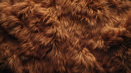 Naklejka premium Beautifully Textured Brown Fur Rug with a Soft and Warm Appearance, Perfect for Decor and Wallpaper Applications, Featuring the Natural and Fuzzy Characteristics of Animal Skin