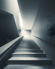 Fototapeta premium Modern Minimalist Stairs with Depth and Chiaroscuro