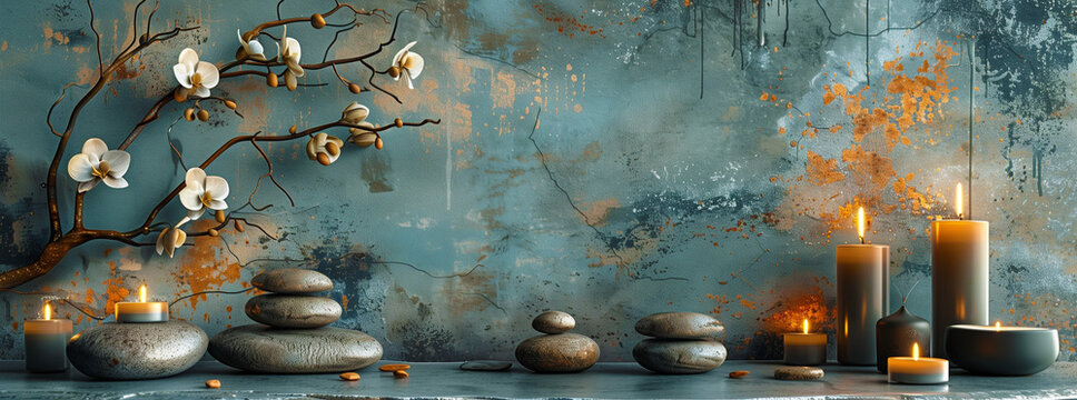 Voici une description qui pourrait correspondre &agrave; ce que tu cherches :

**"Des pierres zen empil&eacute;es en &eacute;quilibre au bord d'une eau calme &eacute;voquent une sensation de paix et de m&eacute;ditation. La simplicit&eacute; 