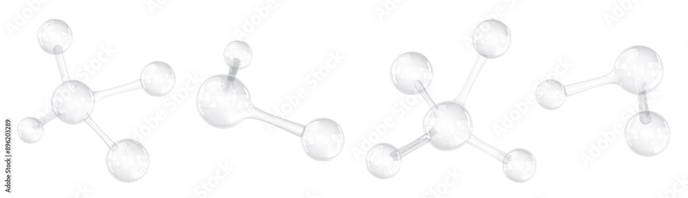 Wall mural png 3d transparent clear molecule cut out element set