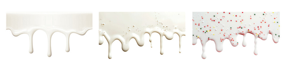 Melting milk border png cut out element set