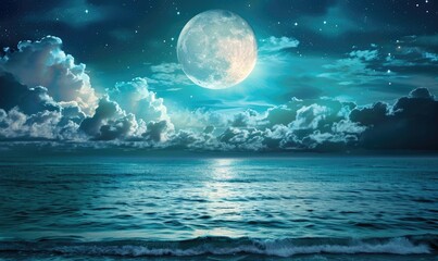 Full Moon Over a Tranquil Sea