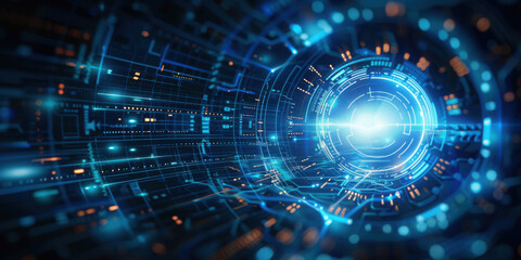 2d illustration Abstract futuristic electronic circuit technology background
