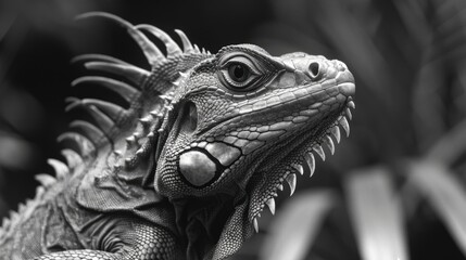 Fototapeta premium Lizard with sharp scales in focus.