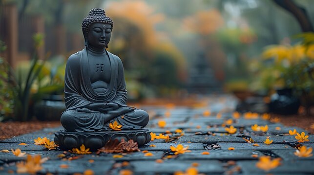 Ultra-sharp image of a mindfulness meditation, serene expression, zen garden background, 