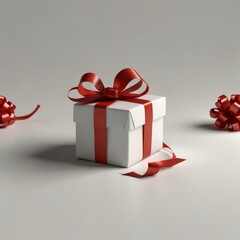 3D rendering of a beautiful, bright, detailed gift box with ribbon gift wrapping on a white background
