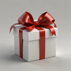 Obraz premium 3D rendering of a beautiful, bright, detailed gift box with ribbon gift wrapping on a white background 