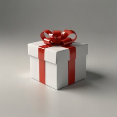 Obraz premium 3D rendering of a beautiful, bright, detailed gift box with ribbon gift wrapping on a white background 