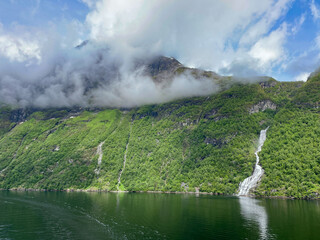 In the beautiful Geiranger Fjord in Norway