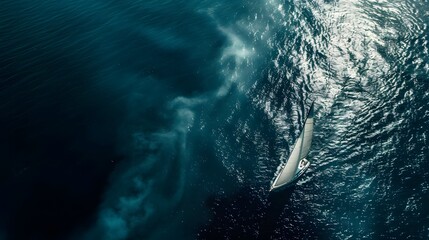 Fototapeta premium Sailboat on the Ocean from Above