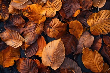 Fototapeta premium Autumn leaves scattered on the ground