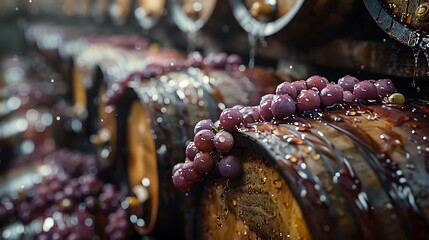 A hyper-realistic photograph of the wine production process, wine fermentation, wine bottling, and wine tasting, 8K resolution, shot on professional DSLR camera, shallow depth of field, tack-sharp 