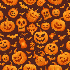 Obraz premium Halloween vector seamless pattern