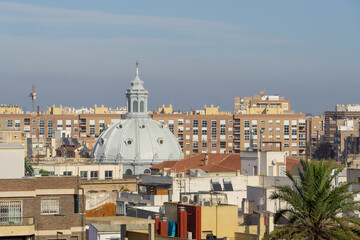 Panorama of the spanish City Cartagena with the view to the Basilica of Nuestra Senora de la Caridad