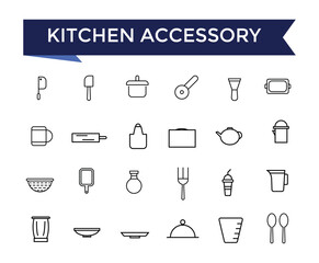 Kitchen Accessory Icon set with editable stroke collection for web and ui. Line icons pack. Vector illustration.
