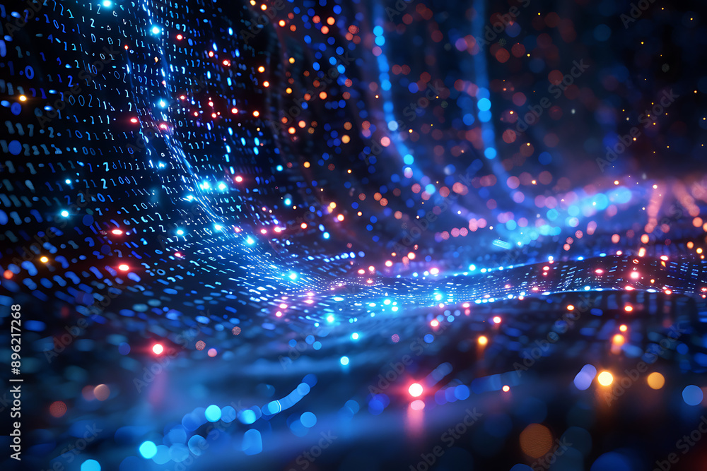 Aufkleber a binary background with dark blue and touches of neon highlights creating a technological and futur