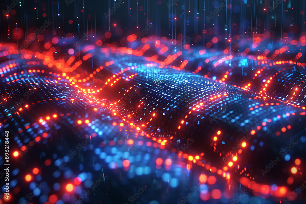 Aufkleber a binary background with dark blue and touches of neon highlights creating a technological and futur