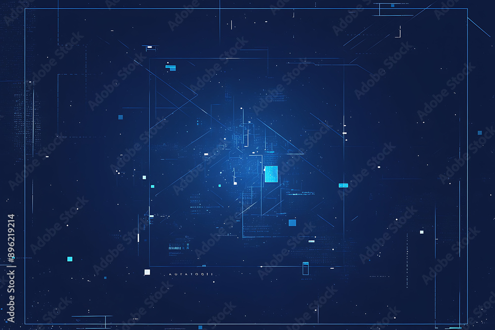 Poster a binary background with dark blue and touches of neon highlights creating a technological and futur