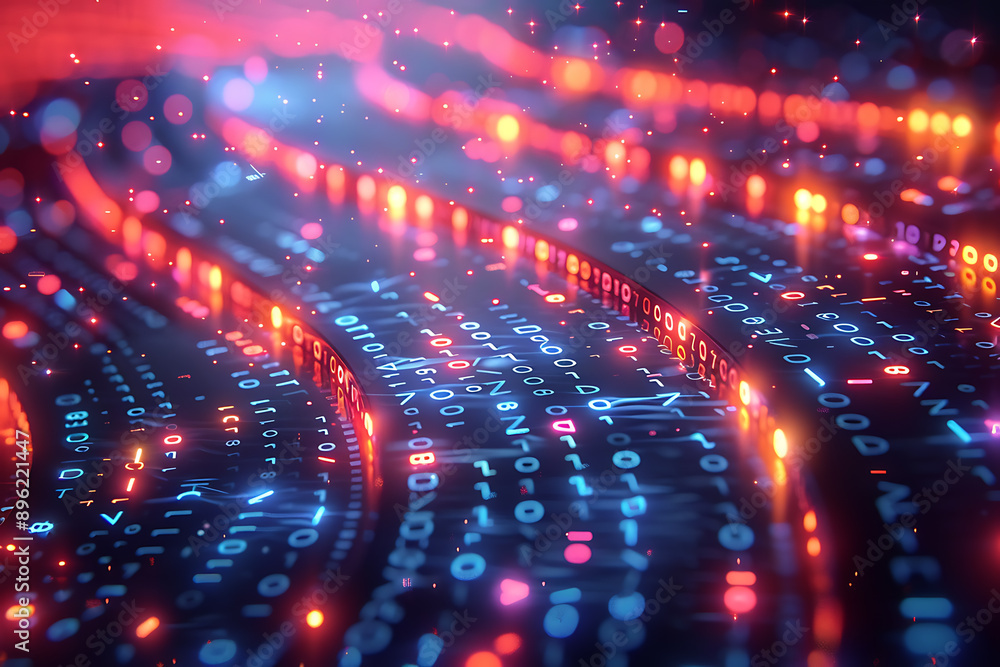 Aufkleber a binary background with dark blue and touches of neon highlights creating a technological and futur