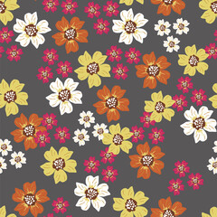 Seamless textured spring summer floral pattern background