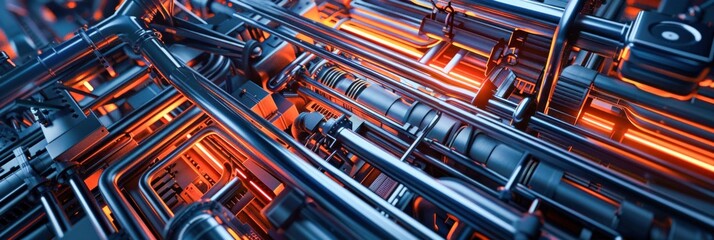 Intricate Network of Industrial Pipes and Tubes. Generative ai.