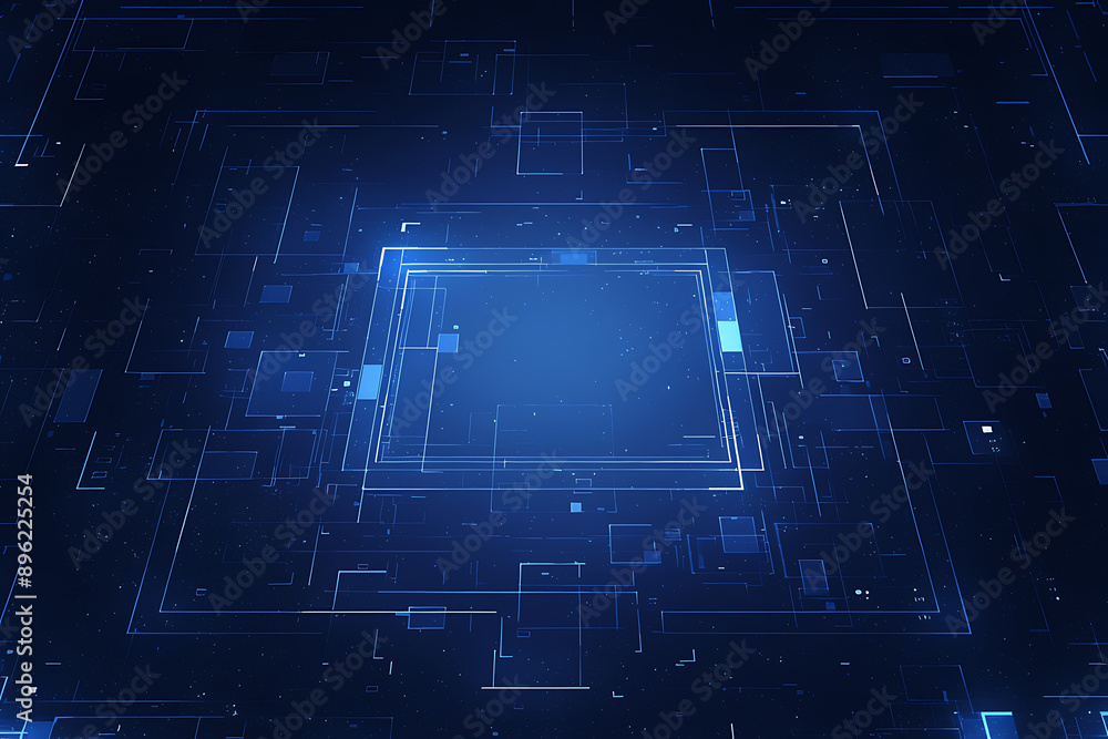Poster a binary background with dark blue and touches of neon highlights creating a technological and futur