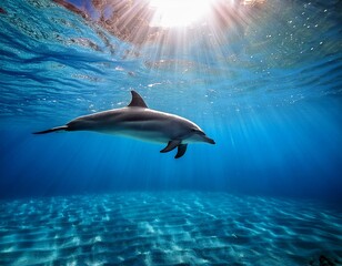 Fototapeta premium Delfin unter Wasser - Natur und Schönheit der Meere 