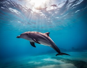 Fototapeta premium Faszinierender Delfin unter Wasser - Einblick in die Meereswelt 