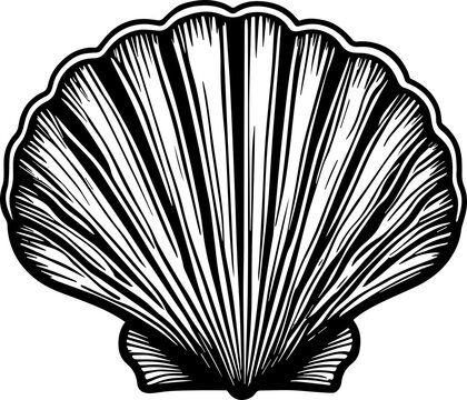 recommend clip art: Pearl shell or sea shell icon line art