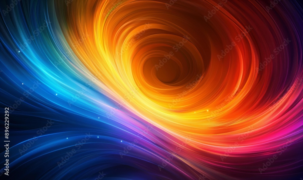 Poster vivid abstract image showcasing an infinite tunnel made of curved lines in vibrant colors transition