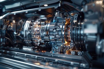 Fototapeta premium Close-up shot of a machine at work, possibly in an industrial setting