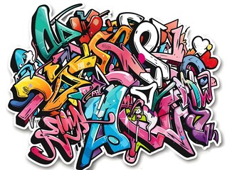 Stylish Streetwear Graffiti Sticker Design for Apparel Branding and Customization