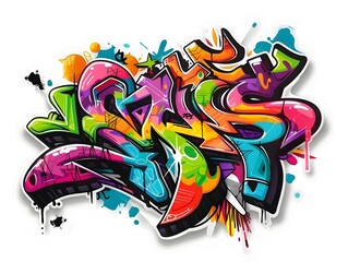Stylish Streetwear Graffiti Sticker Design for Apparel or Merchandise