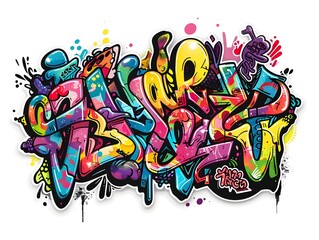 Stylish Streetwear Graffiti Sticker Design for Apparel Branding