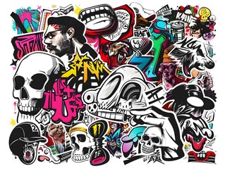 Stylish Streetwear Graffiti Sticker Design for Fashionable Apparel and Merchandise