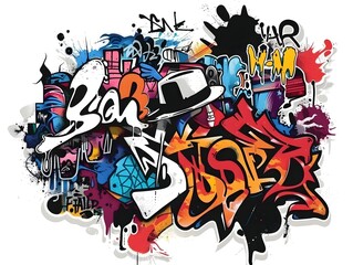 Stylish Streetwear Graffiti Sticker Design for Shirt and Apparel